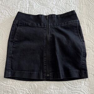 Black Denim Mini Skirt with Front Zipper
